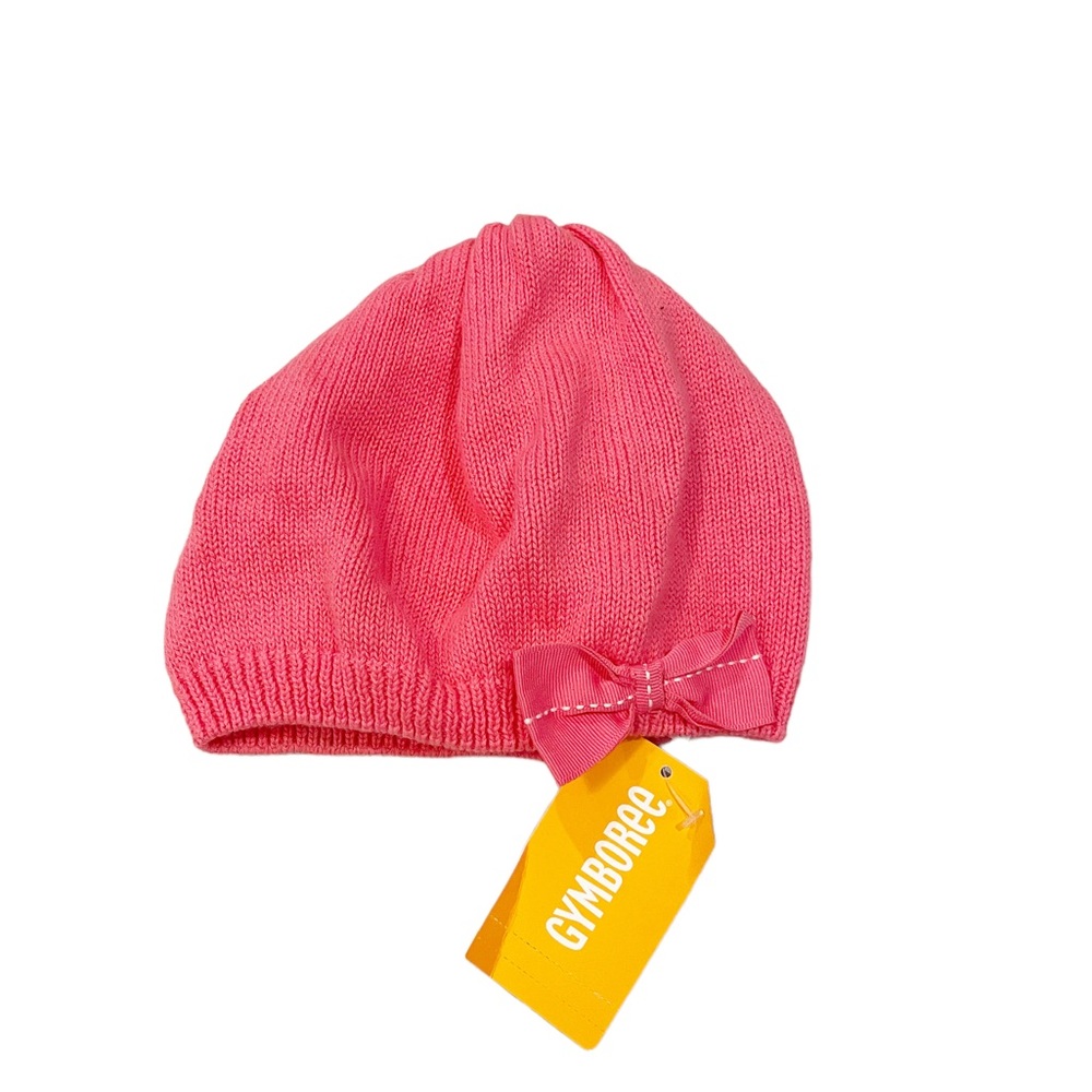 NWT Gymboree Pink Warm Beret Winter Hat with Bow Size 2T-3T